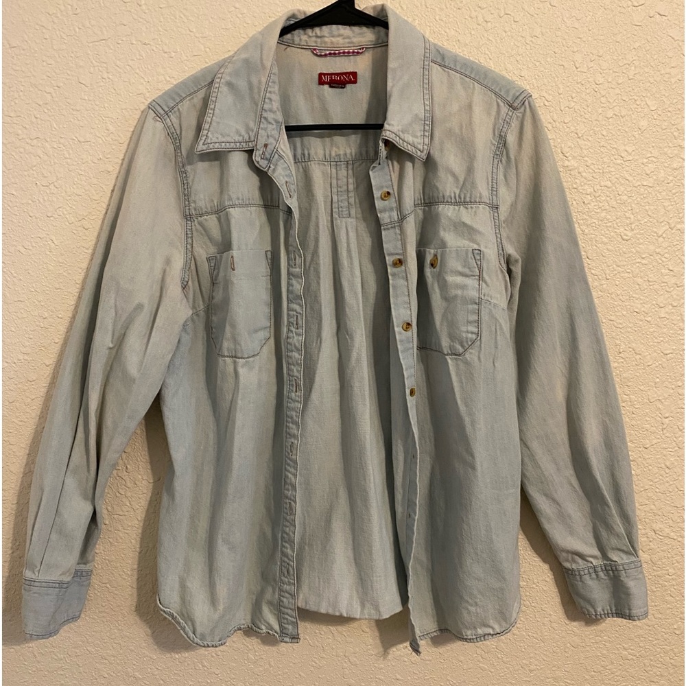 Merona Oversized Denim Boyfriend Shirt Light Wash